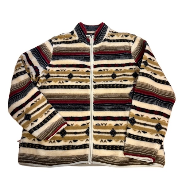 Chaps Fair Isle Print Fleece Sweatshirt Sweater NEW XL XXL Tan Black - Picture 1 of 6